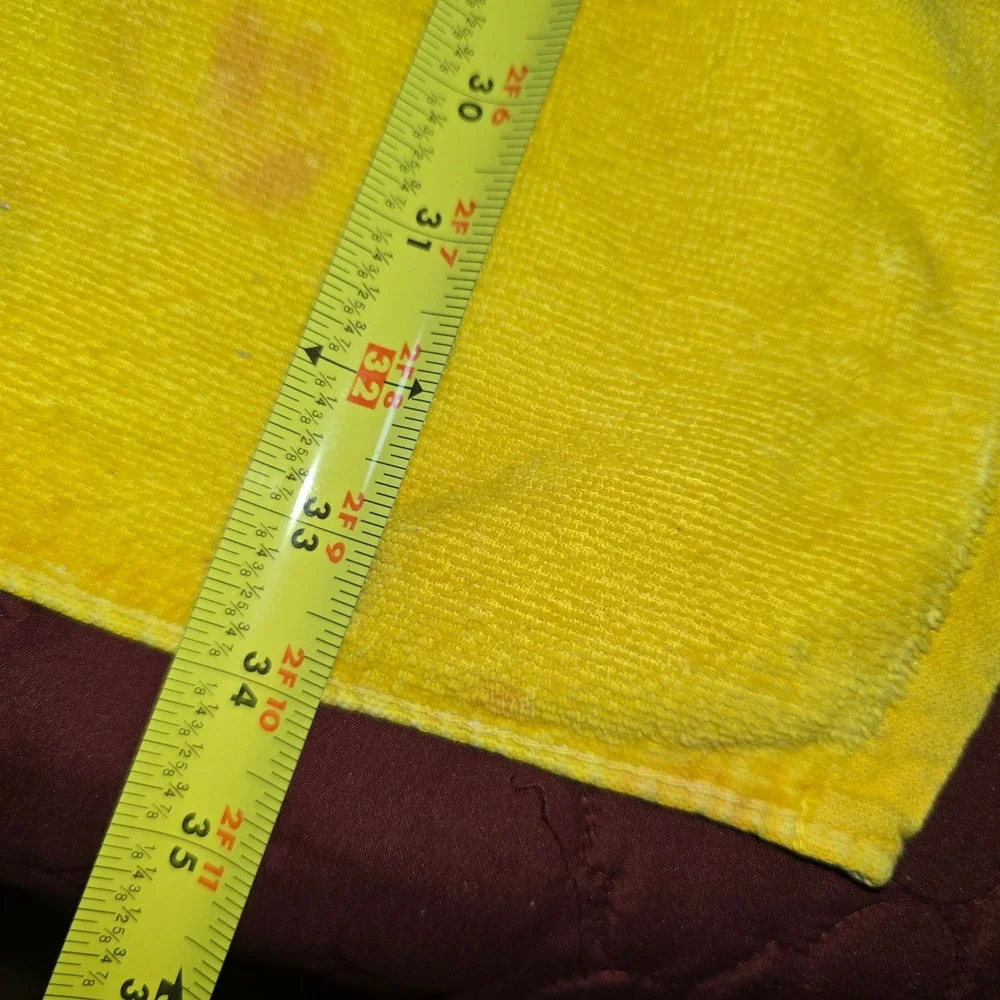 Vintage 1980s Beach Towel 100% Cotton Flamingo Beach Sun Club Saydah Yellow‎